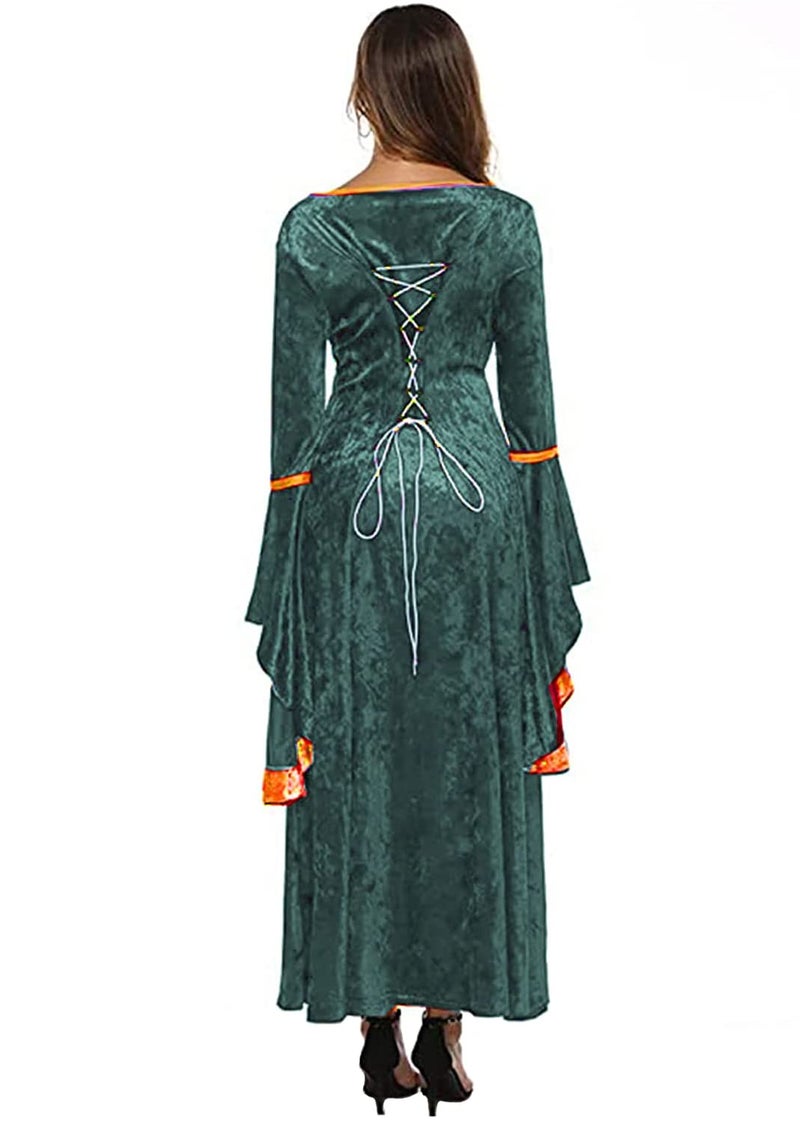 YEAXLUD Womens Renaissance Medieval Costume Dress Lace up Irish Over Long Dresses Cosplay Retro Gown S-5XL (L, Green) - Image 5